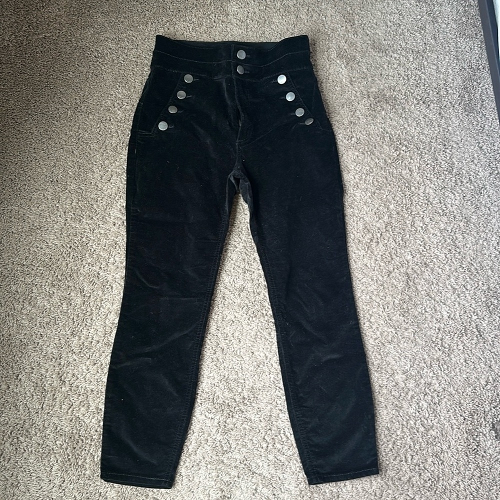 Express high rise black velvet pants